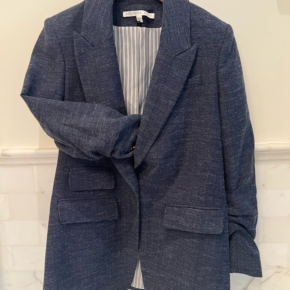 Veronica Beard Textured Navy Dickey Blazer